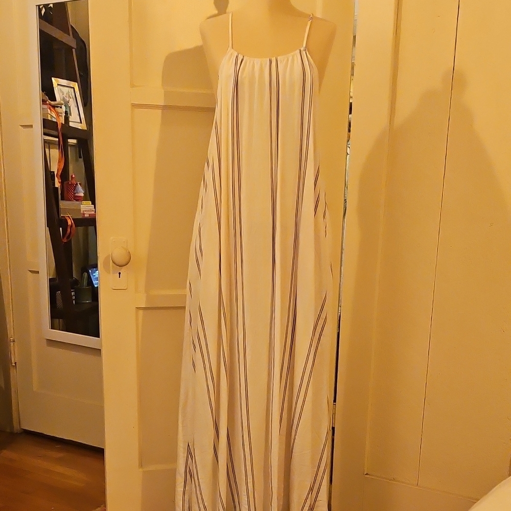 A New Day White and Blue Striped Maxi Dress
